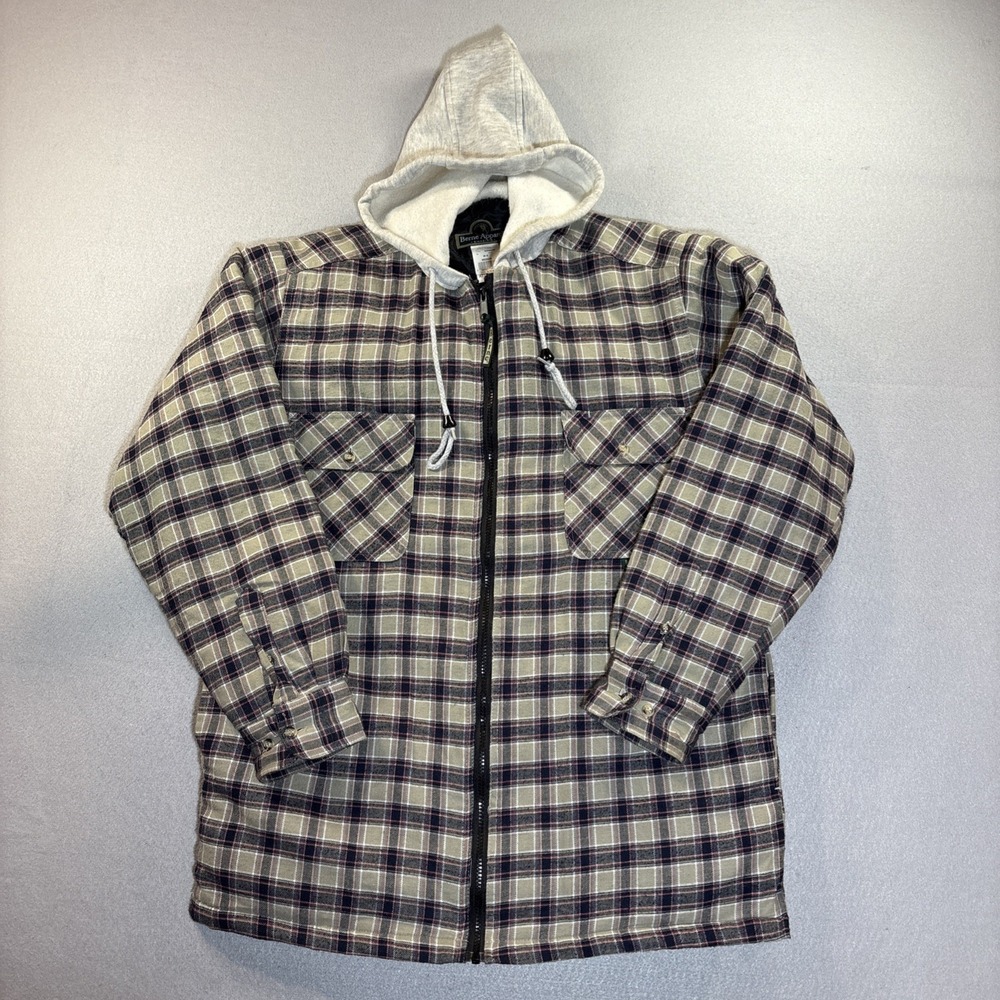 Men's Medium Berne Flannel Jacket Shacket Hood‎ Quilted NWOT